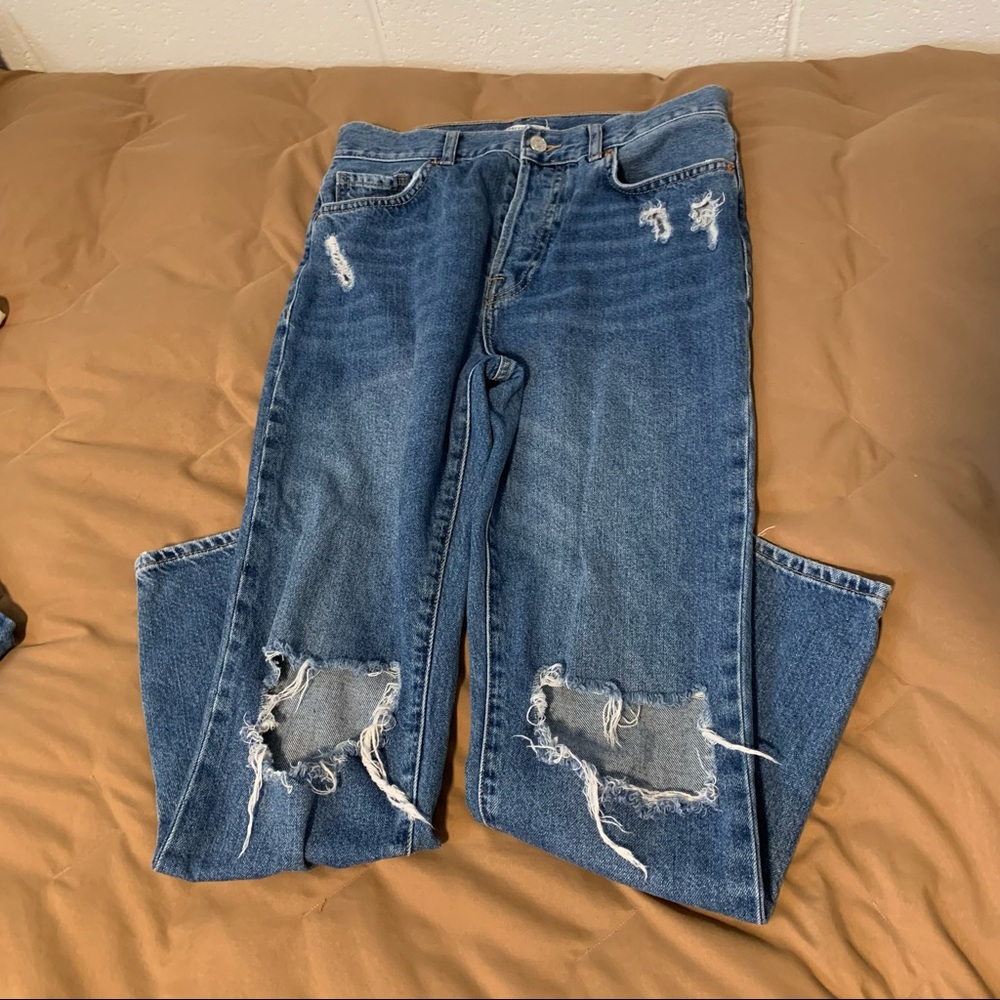 Distressed high waisted mom jeans